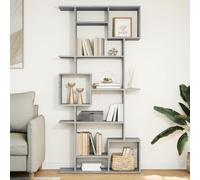 Mandloder Libreria grigia Sonoma 92 x 29 x 188 cm, in legno a 9 scomparti, autoportante, robusto scaffale per libri, cartelle, divisorio versatile