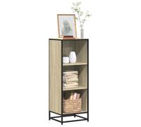 Mandloder Libreria in rovere Sonoma, 40 x 35 x 107,5 cm, materiale in legno con struttura in metallo, 3 scomparti, scaffale autoportante per soggiorno, ufficio, corridoio