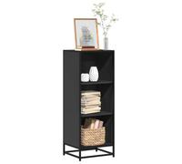 Mandloder Libreria nera 40 x 35 x 107,5 cm, struttura in metallo, 3 scomparti, scaffale autoportante, robusto mobile per soggiorno, ufficio e studio