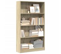 Mandloder Libreria Sonoma rovere 80 x 24 x 143 cm, in legno di legno per libri, DVD, CD, riviste, versatile, stabile