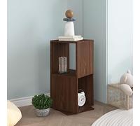 Mandloder Mensola girevole marrone effetto quercia 34,5 x 34,5 x 75,5 cm, materiale in legno, girevole a 360°, per libri, decorazioni, piante, versatile libreria per la casa