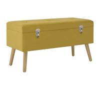 Mandloder Panca in velluto giallo senape con spazio portaoggetti 80 cm, gambe in legno dorato, panca imbottita per corridoio, camera da letto, soggiorno, seduta comoda con spazio di archiviazione