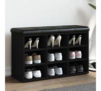Mandloder Panca per scarpe nera 82 x 32 x 50 cm, materiale in legno con spazio di archiviazione e comoda seduta, robusta panca per ingresso e camera da letto, mobile versatile