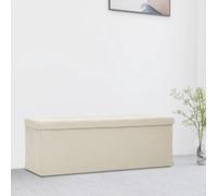 Mandloder Panca pieghevole con vano portaoggetti per corridoio e camera da letto, bianco crema, effetto lino, comoda imbottitura per ingresso mobili, 110 x 38 x 38 cm