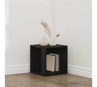 Mandloder Scaffale angolare in legno di rovere nero, 33 x 33 x 34,5 cm, moderno scaffale angolare con 1 ripiano, design salvaspazio per soggiorno, ufficio, cucina e bagno, robusta soluzione di