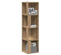 Mandloder Scaffale angolare in rovere Artisan, 33 x 33 x 132 cm, in legno, 4 ripiani, salvaspazio, per soggiorno, camera da letto e ufficio, design moderno, soluzione versatile