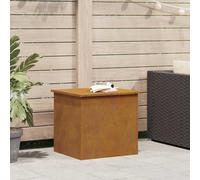 Mandloder Scatola portaoggetti da giardino, marrone, 55 x 50,5 x 50 cm, in acciaio resistente alle intemperie, stile industriale, per cuscini, attrezzi, immagazzinaggio esterno, organizer