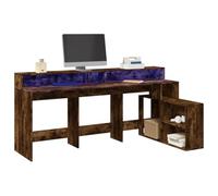 Mandloder Scrivania a LED con incenso, 200 x 104 x 91 cm, in legno resistente, per ufficio e gaming con illuminazione RGB