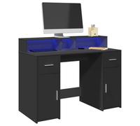 Mandloder Scrivania a LED nera, 120 x 55 x 91 cm, materiale in legno, tavolo per computer, con illuminazione RGB, ampio spazio per ufficio, camera da letto