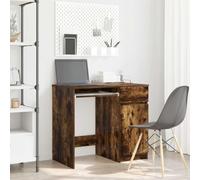 Mandloder Scrivania affumicatura 86 x 49 x 76 cm, materiale in legno, versatile, per ufficio e casa, con spazio di archiviazione, porta, cassetto e scaffale, facile da pulire per computer portatile