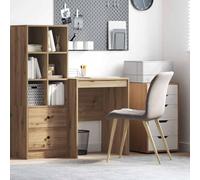 Mandloder Scrivania in rovere artigianale 60 x 50 x 76 cm, materiale in legno, design moderno con vano portaoggetti, robusto tavolo da ufficio per laptop, uffici e studenti