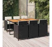 Mandloder Set da pranzo da giardino con cuscino, in polyrattan nero, per mobili da patio, 163 x 107 cm, tavolo da balcone