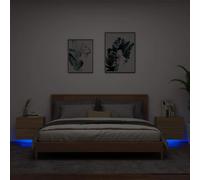 Mandloder Set di 2 comodini da parete con luci a LED, rovere Sonoma, sospesi, in legno, 50 x 39 x 41 cm, mobili moderni per camera da letto per uno spazio elegante