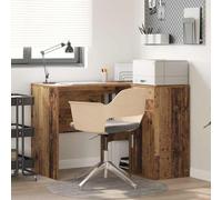 Mandloder Set di 2 scrivanie ad angolo, in legno vecchio, con cassetto, 6 ripiani, per porta, per ufficio e studio, 102 x 50 x 75 cm