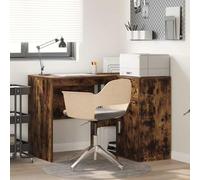 Mandloder Set di 2 scrivanie angolari in rovere affumicato, 102 x 50 x 75 cm, con cassetto e ripiani, tavolo per computer a forma di L salvaspazio per ufficio e casa ufficio