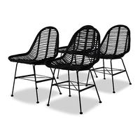 Mandloder Set di 4 sedie da sala da pranzo, in rattan naturale, colore nero, stile coloniale, comodi mobili robusti per sala da pranzo, 49 x 56 x 84 cm, portata fino a 110 kg, ideali per leggere Relax