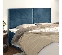 Mandloder Set di 4 testiere blu scuro, 80 x 5 x 78/88 cm, in velluto, regolabile in altezza, gambe in legno, design elegante con borchie, imbottitura morbida per comfort durante la lettura in camera