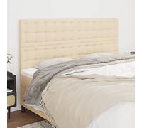 Mandloder Set di 4 testiere classiche, in tessuto color crema, 100 x 5 x 78/88 cm, altezza regolabile per letti, gambe in legno robuste e traspiranti per il comfort della camera da letto