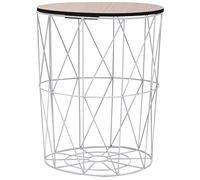 Mandloder Tavolino da caffè bianco, diametro 47 cm, design a cestello in metallo, tavolino rotondo con spazio per soggiorno, tavolino versatile