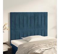 Mandloder Testiera blu scuro, 2 pezzi, 100 x 5 x 78/88 cm, morbido tessuto di velluto, regolabile in altezza per il letto, gambe in legno, protezione ideale per la camera da letto