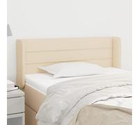 Mandloder Testiera con orecchie color crema, 83 x 16 x 78/88 cm, testiera in tessuto regolabile in altezza per telaio del letto, design robusto con gambe in legno, ideale per leggere e rilassarsi in