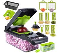 Mandolina 16 in 1 - Tagliaverdure multiuso con lame intercambiabili, grattugia, affettatrice, tritatutto e accessori di sicurezza, ideale per frutta, verdura, insalate e altro