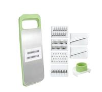 Mandolina Affettatrice - Affettatrice Professionale Taglia Verdure Spessore Regolabile Lame Intercambiabili in Acciaio Inossidabile - Affettatrice Manuale per Alimenti Stretta verde 2 pezzi