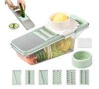 Mandolina affettatrice con contenitore, strumento tritaverdure, set affettaverdure, affettatrice a, 6 lame, kit di preparazione multifunzionale, affettaverdure, mandolina, affettatrice