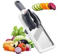 Mandolina affettatrice da cucina - Lame regolabili in acciaio inox con impugnatura comoda - Affettatrice per verdure per cetrioli di piccole e medie dimensioni, cipolle, patate - grigio