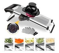 Mandolina affettaverdure, lame regolabili in acciaio inox con guanto di sicurezza e supporto per alimenti, gadget da cucina per affettare velocemente, julienne, design lavabile in lavastoviglie per