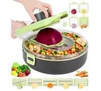 Mandolina per Verdure, 12 in 1 Taglia Verdure, Affetta Verdure con 8 Lame in Inox, Tagliaverdure, Taglia Verdure Manuale, Tagliaverdure Manuale, per Aglio, Cavolo, Carote, Patate, Pomodori