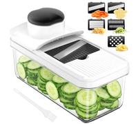 Mandolina per Verdure, Affetta Taglia Verdure Manuale, Mandolina Affettatrice Professionale, con 5 Lame Intercambiabili per Cipolla Cetriolo Zucchine Carote (Nero)