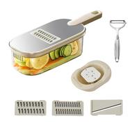 Mandolina per Verdure per Cucina, 3 in 1 Taglia Verdure Manuale con Contenitore e Pelapatate, Affetta Verdure Mandolina in Acciaio Inox per Patate Zucchine Carote Cipolle