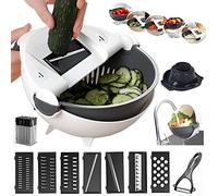 Mandolina per verdure professionale - affettatrice per verdure multifunzione regolabile con scola verdure ed accessori - grattugia taglia verdure cubetti julienne con separatore uova