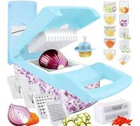 Mandolina per Verdure Professionale Manuale, Tagliaverdure Multifunzione | Spinta Trituratore e Affettatrice, Mandolino Affetta Taglia Grattugia Trita Zucchine Cipolla Patate Julienne Chopper Cubetti