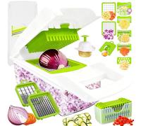 Mandolina per Verdure Professionale Manuale, Tagliaverdure Multifunzione | Spinta Trituratore e Affettatrice, Mandolino Affetta Taglia Grattugia Trita Zucchine Cipolla Patate Julienne Chopper Cubetti