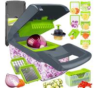 Mandolina per Verdure Professionale Manuale, Tagliaverdure Multifunzione | Spinta Trituratore e Affettatrice, Mandolino Affetta Taglia Grattugia Trita Zucchine Cipolla Patate Julienne Chopper Cubetti
