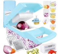 Mandolina per Verdure Professionale Manuale, Tagliaverdure Multifunzione | Spinta Trituratore e Affettatrice, Mandolino Affetta Taglia Grattugia Trita Zucchine Cipolla Patate Julienne Chopper Cubetti