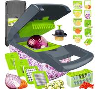 Mandolina per Verdure Professionale Manuale, Tagliaverdure Multifunzione | Spinta Trituratore e Affettatrice, Mandolino Affetta Taglia Grattugia Trita Zucchine Cipolla Patate Julienne Chopper Cubetti