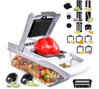 Mandolina per Verdure Professionale,Multifunzione Tritatutto Affettatrice Manuale,Taglia Verdure Cucina in Acciaio Inox per Patate,Carote,Cipolle(Bianco)