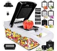 Mandolina per Verdure Professionale,Multifunzione Tritatutto Affettatrice Manuale,Taglia Verdure Cucina in Acciaio Inox per Patate,Carote,Cipolle(Nero)