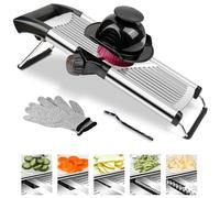 Mandolina regolabile in acciaio inox con lama affilata integrata, tagliaverdure multifunzionale, affettatrice manuale da cucina per frutta