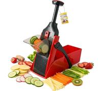 Mandolina Samurai Press e Vai, Affettaverdure Professionale con Sistema di Sicurezza, Lame in Acciaio Inox, Contenitore Raccolta