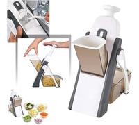 Mandolina Tagliaverdure Professionale 8 in 1 - Affetta Verdure Multifunzionale con Lame in Acciaio Inox, Regolabile per Taglio Sottile, Julienne, a Bastoncini - Contenitore,Spingi Alimenti e Accessori