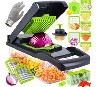 Mandolino da cucina, Mandolino multiuso 16 in 1, Tagliaverdure, Tagliaverdure multifunzione con 7 diverse lame sostituibili, Tagliaverdure manuale per cucina