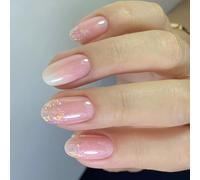 Mandorla Premere sulle Unghie Unghie Finte Glitter Colle Su Acrilico Artificiale 24pcs Stick Per Le Donne Ragazze Premere Unghie Bara Mandorla French Tip Nail