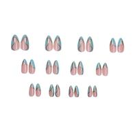 Mandorla Press On Nails Unghie finte acriliche lucide French Tip Stick On 24Pcs Ringraziamento Art Decoration French Tip Nail