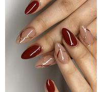 Mandorla unghie acriliche lucido bastone sulle unghie coperture complete unghie finte 24 pezzi premendo le unghie per un'applicazione rapida e facile