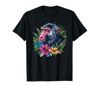 Mandrill Jungle Art Natura colorata Maglietta