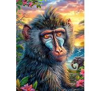 Mandrill Monkey in Flower Garden Puzzle 300 Pezzi Per Ragazzi Gioco Educativo Creativo Intelligenza E Manualità Idea Regalo Per Figlio A Compleanno 300 PCS